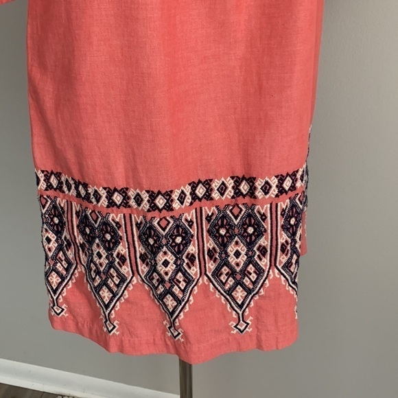 Calypso St. Barth embroidered square neck shift dress pockets pink blue size xs - Picture 2 of 8